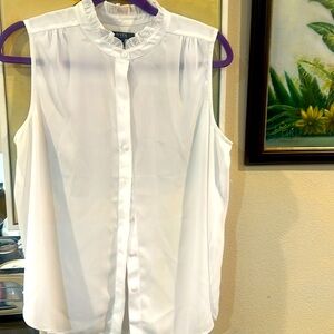 NYDJ Cream Blouse with Ruffle Accents